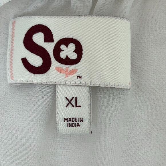 So Womens XL sheer cap sleeve tie top Romantic Bohemian Coquette Fairy - Picture 7 of 8